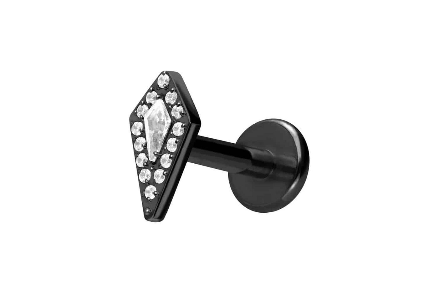 PIERCINGLINE Piercing-Set Titan Labret mit Push Fit KRISTALLSCHILD (Labrets / 1 Stk) von PIERCINGLINE