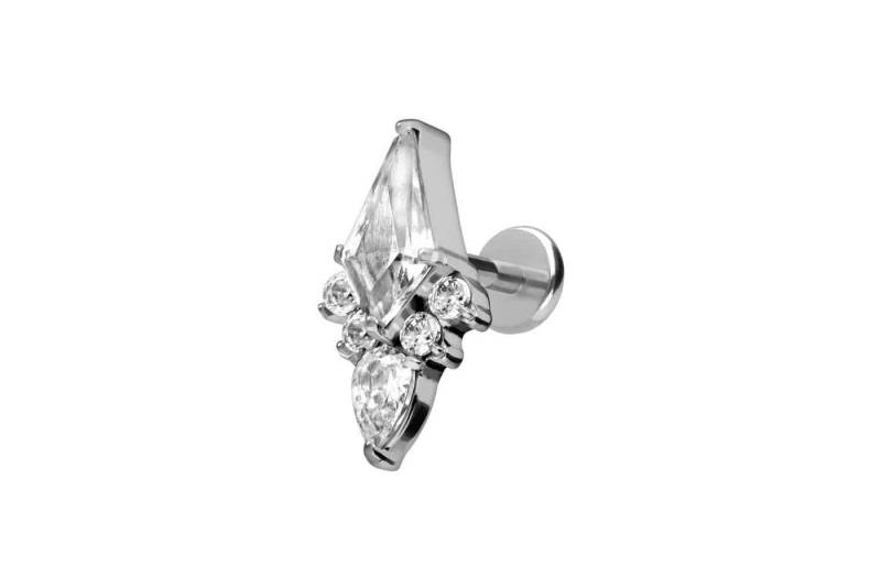 PIERCINGLINE Piercing-Set Titan Labret mit Push Fit KRISTALLSCHILD (Labrets / 1 Stk) von PIERCINGLINE