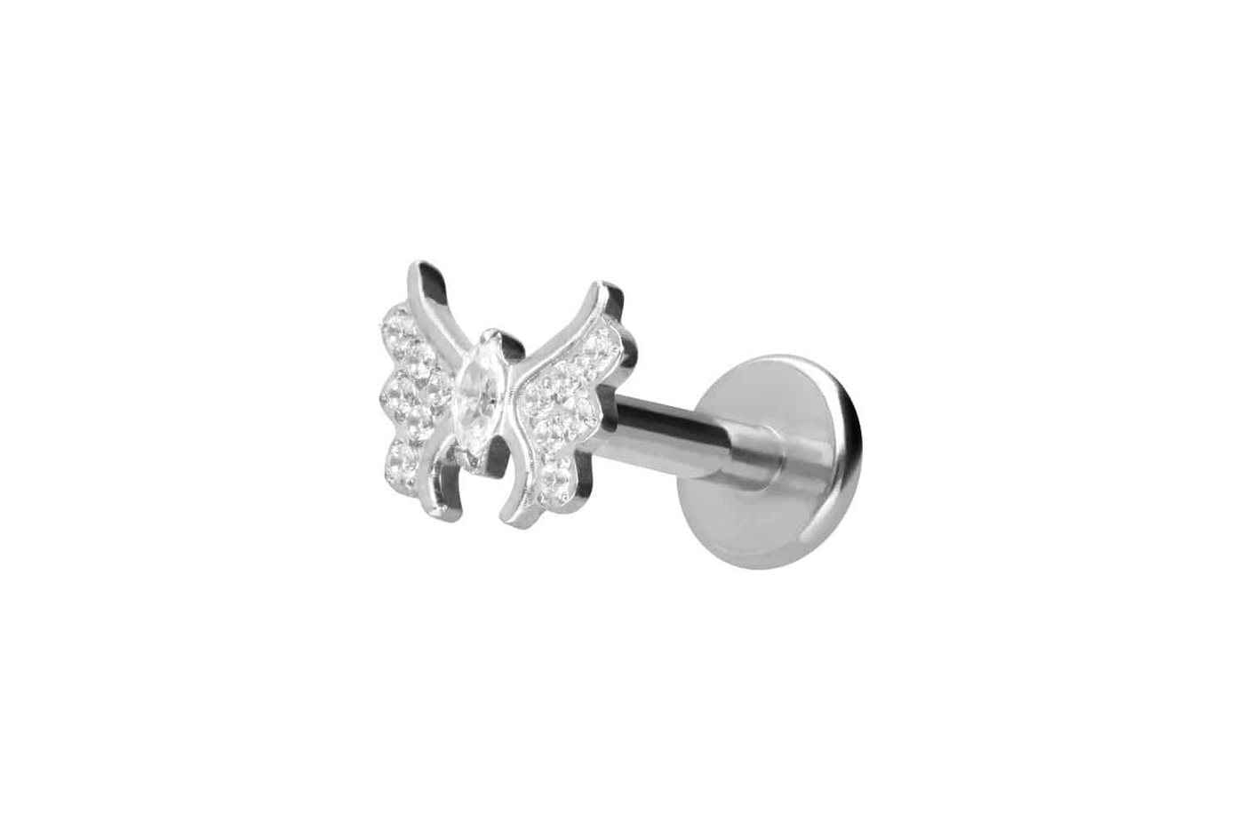 PIERCINGLINE Piercing-Set Titan Labret mit Push Fit KRISTALLSCHMETTERLING (Labrets, 1-tlg) von PIERCINGLINE
