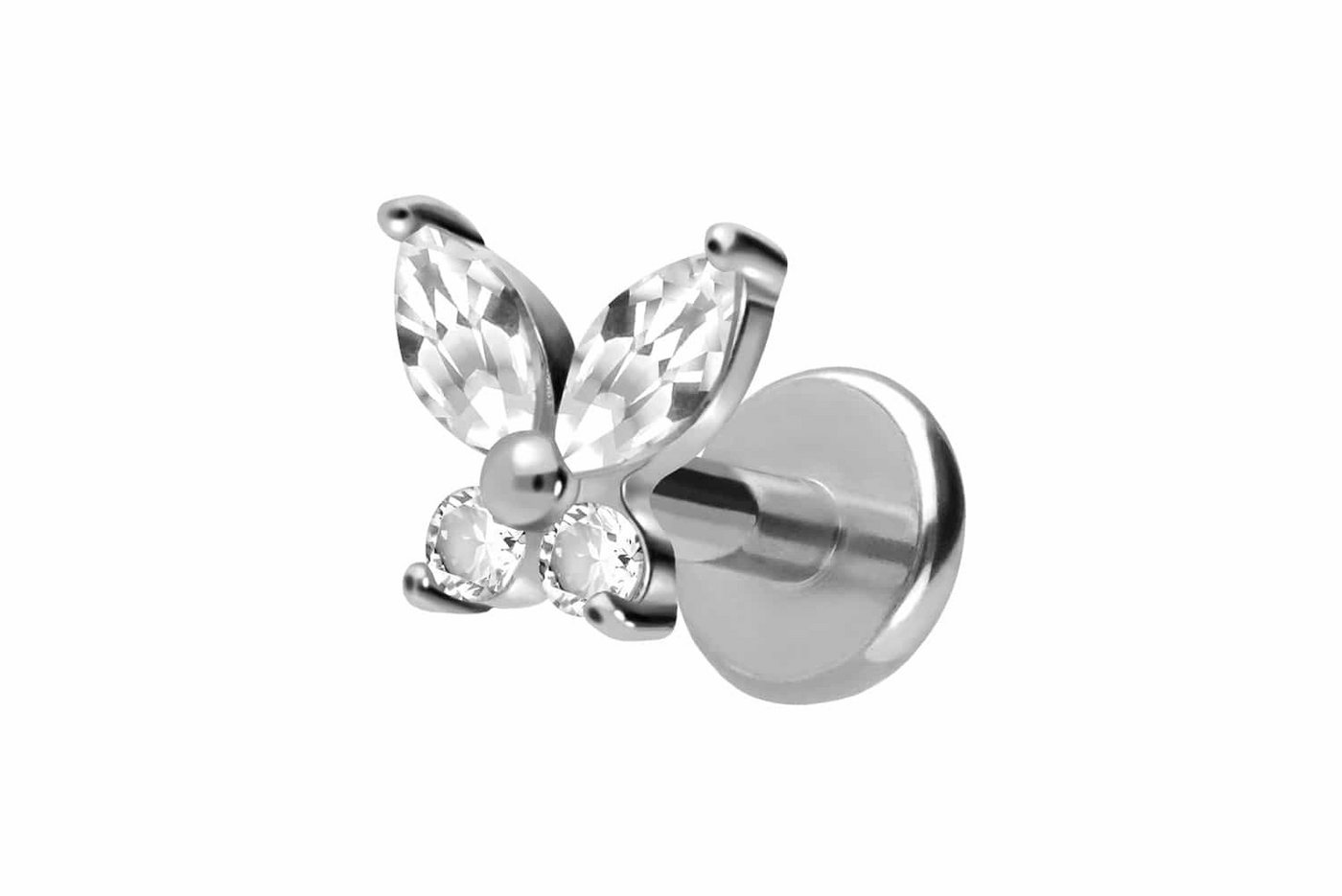 PIERCINGLINE Piercing-Set Titan Labret mit Push Fit KRISTALLSCHMETTERLING (Labrets, 1-tlg) von PIERCINGLINE