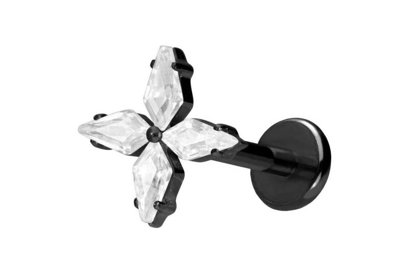 PIERCINGLINE Piercing-Set Titan Labret mit Push Fit KRISTALLSTERN (Labrets / 1 Stk) von PIERCINGLINE
