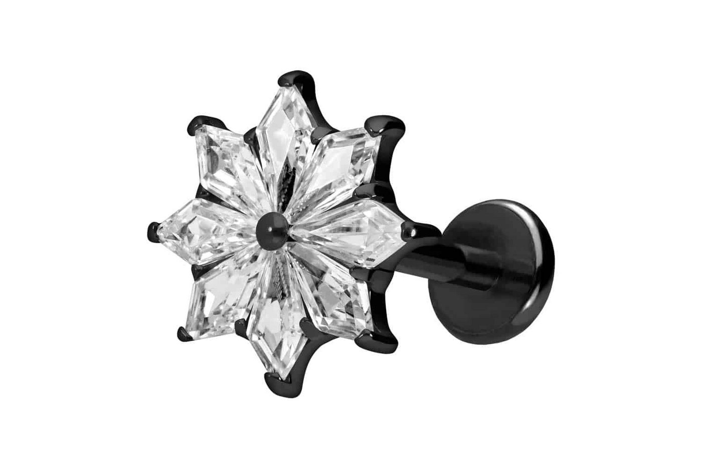 PIERCINGLINE Piercing-Set Titan Labret mit Push Fit KRISTALLSTERN (Labrets / 1 Stk) von PIERCINGLINE