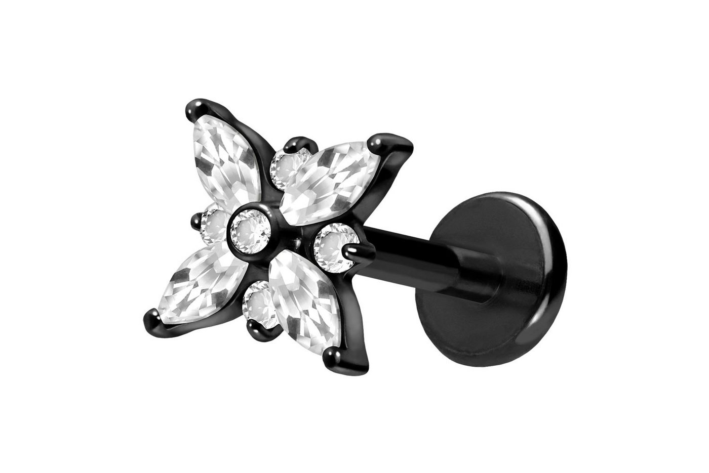 PIERCINGLINE Piercing-Set Titan Labret mit Push Fit KRISTALLSTERN (Labrets / 1 Stk) von PIERCINGLINE
