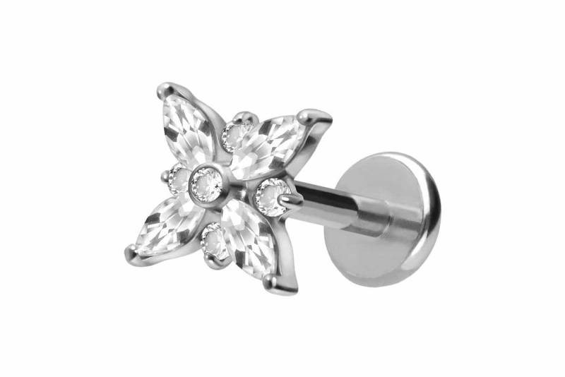 PIERCINGLINE Piercing-Set Titan Labret mit Push Fit KRISTALLSTERN (Labrets / 1 Stk) von PIERCINGLINE