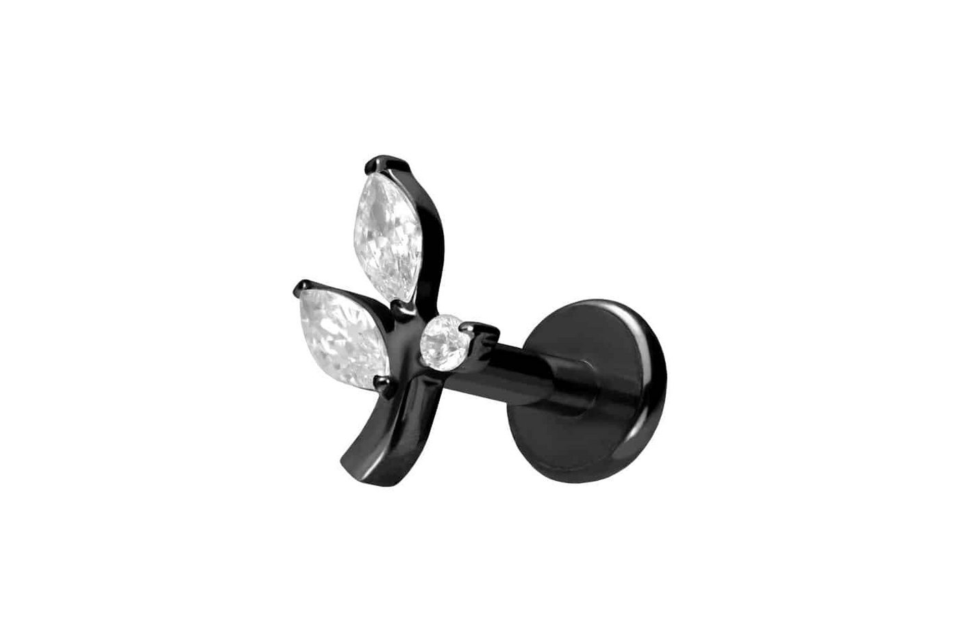 PIERCINGLINE Piercing-Set Titan Labret mit Push Fit KRISTALLZWEIG (Labrets / 1 Stk) von PIERCINGLINE