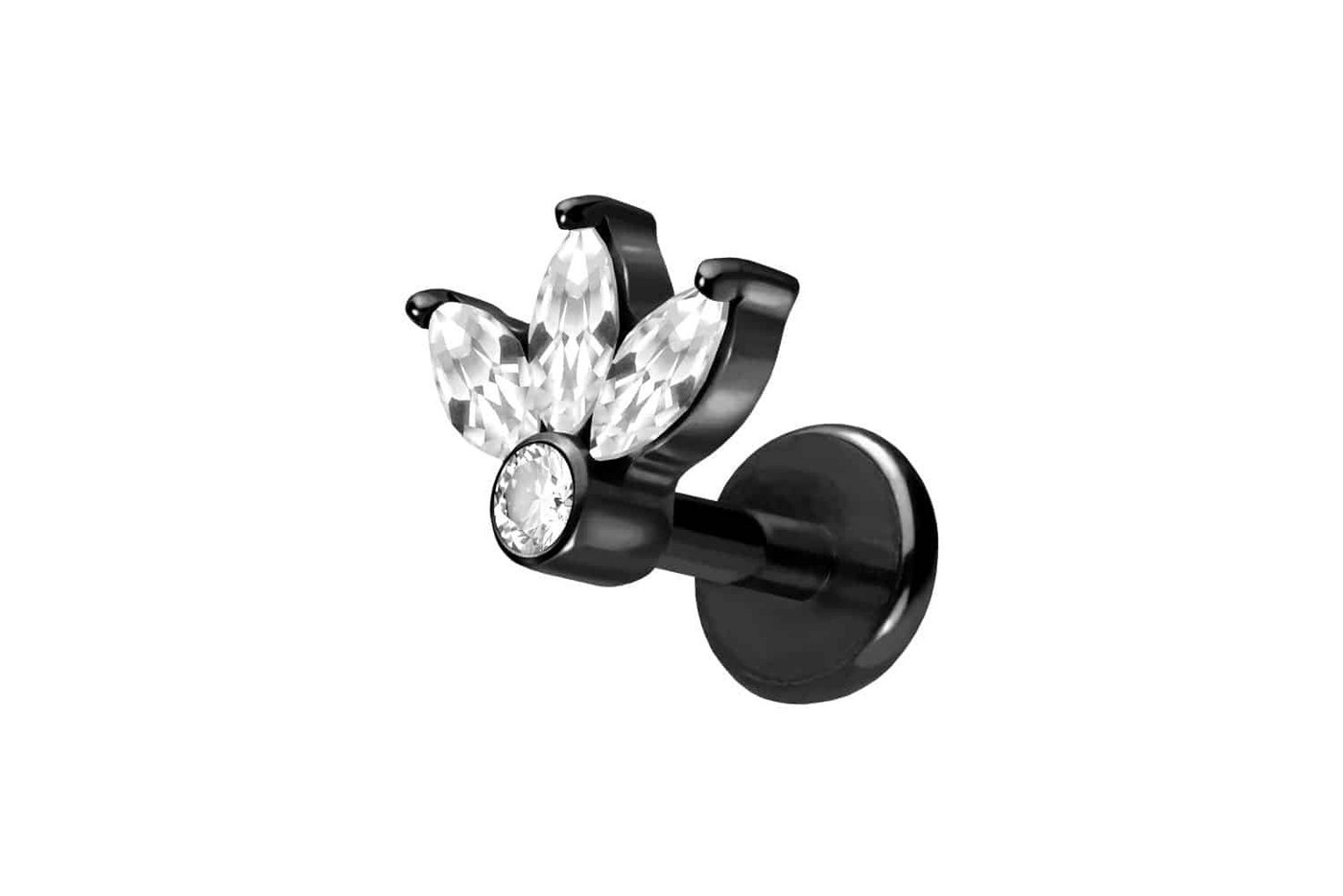 PIERCINGLINE Piercing-Set Titan Labret mit Push Fit LOTUSBLÜTE (Labrets / 1 Stk) von PIERCINGLINE