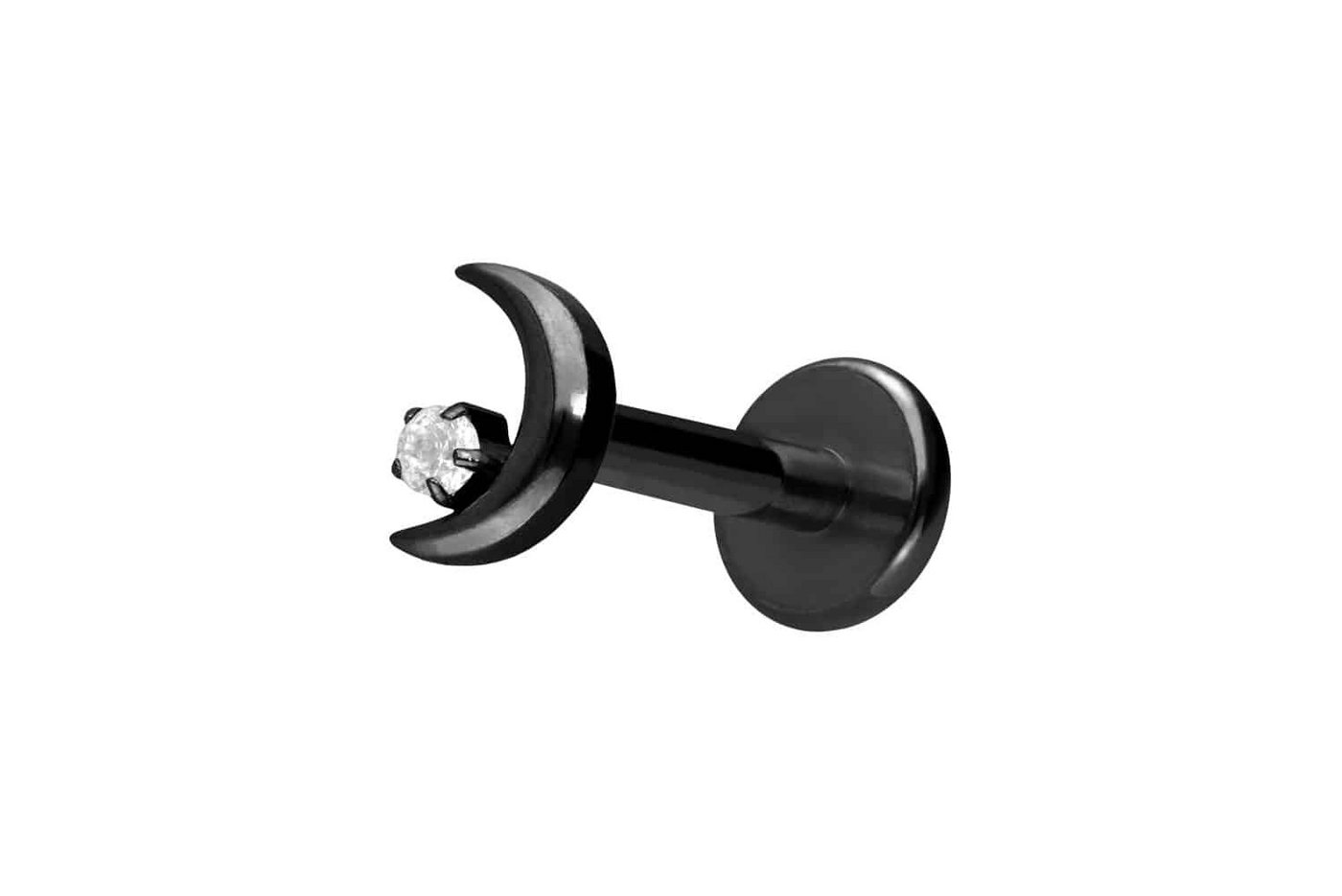PIERCINGLINE Piercing-Set Titan Labret mit Push Fit MOND + KRISTALL (Labrets / 1 Stk) von PIERCINGLINE