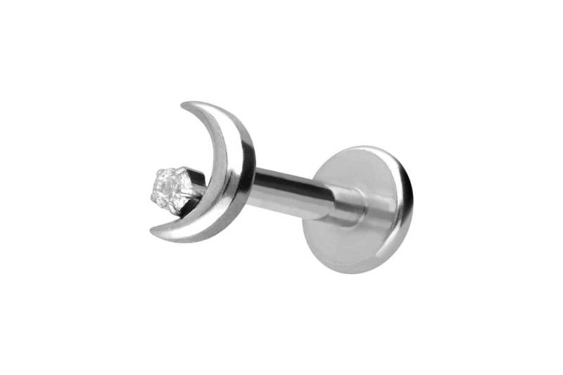 PIERCINGLINE Piercing-Set Titan Labret mit Push Fit MOND + KRISTALL (Labrets / 1 Stk) von PIERCINGLINE