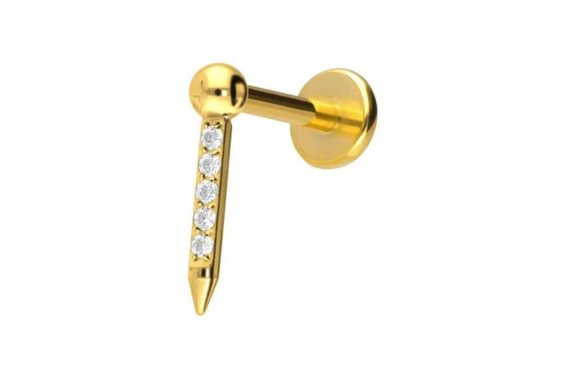 PIERCINGLINE Piercing-Set Titan Labret mit Push Fit NAGEL + EINGEFASSTE KRISTALLE (Labrets / 1 Stk) von PIERCINGLINE