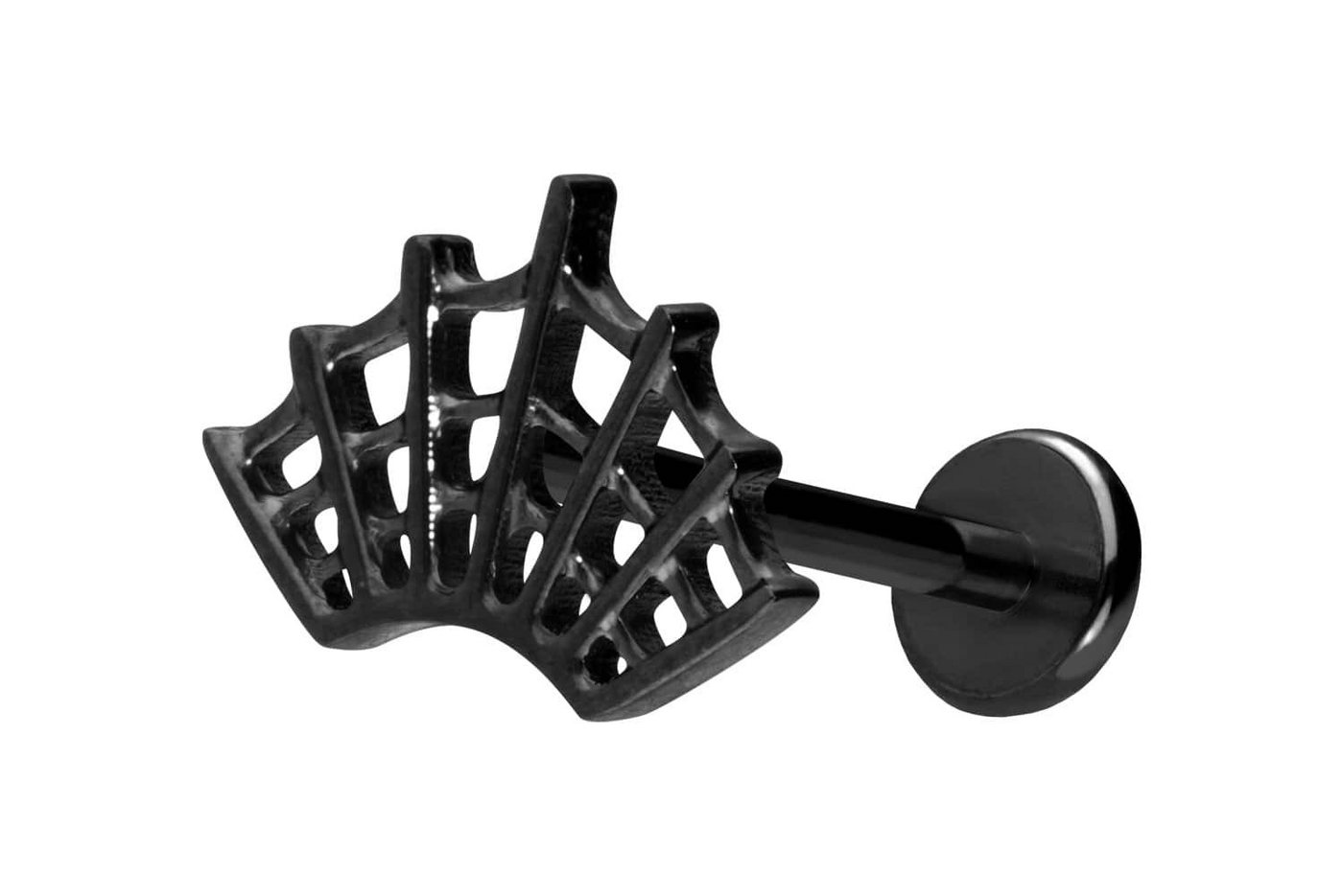 PIERCINGLINE Piercing-Set Titan Labret mit Push Fit SPINNENNETZ (Labrets / 1 Stk) von PIERCINGLINE