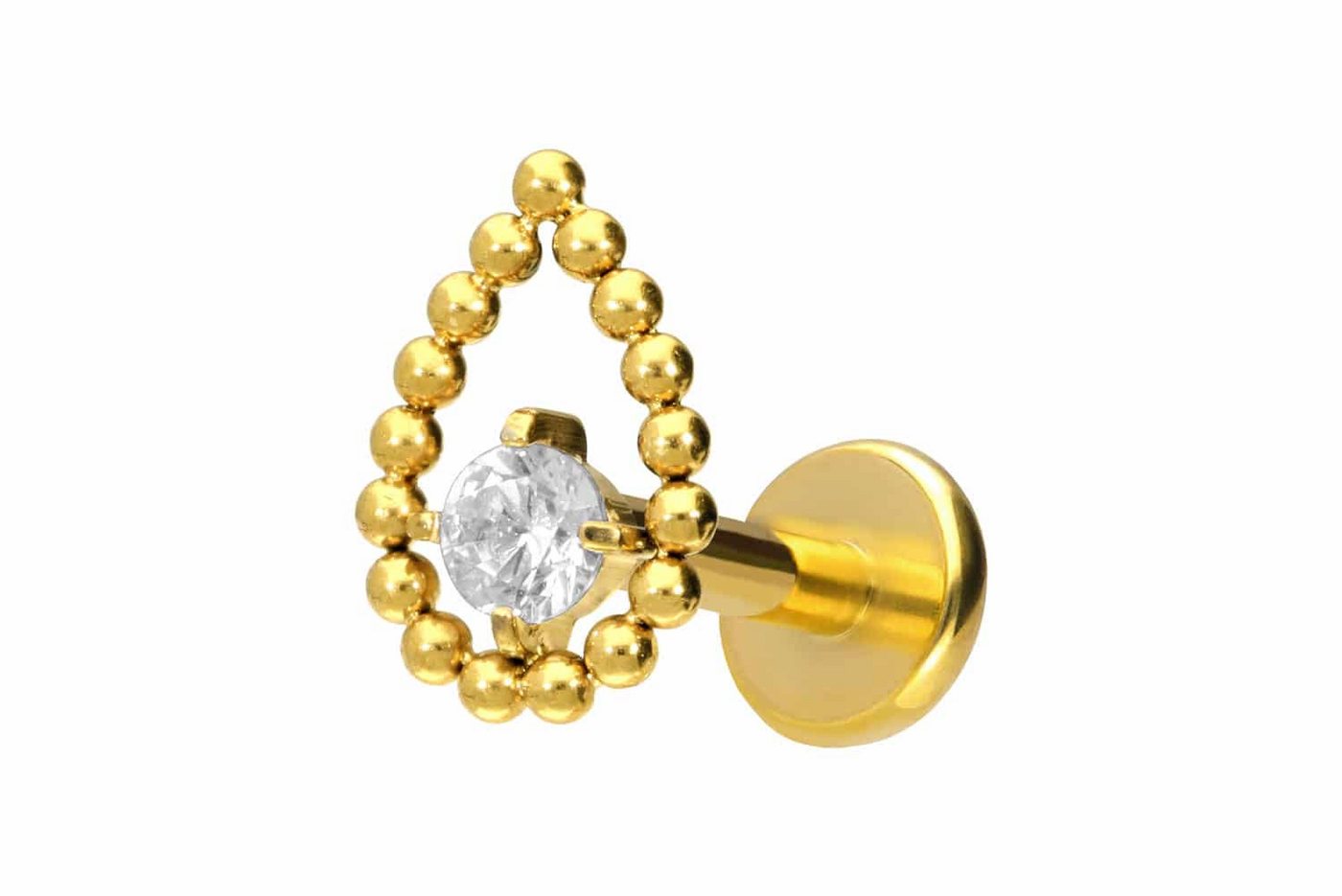 PIERCINGLINE Piercing-Set Titan Labret mit Push Fit TROPFEN + KRISTALL (Labrets / 1 Stk) von PIERCINGLINE