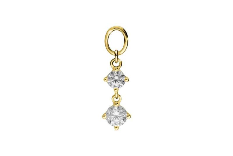 PIERCINGLINE Piercing-Set 18 Karat Gold Anhänger für Clicker 2 EINGEFASSTE KRISTALLE (Piercing-Anhänger / 1 Stk) von PIERCINGLINE