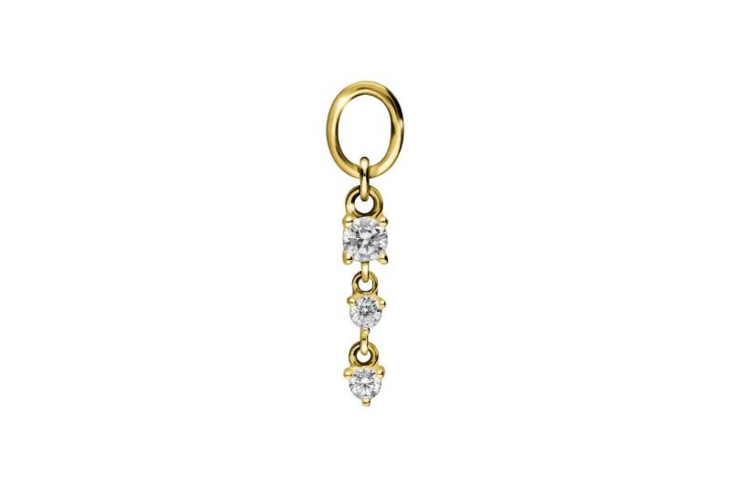 PIERCINGLINE Piercing-Set 18 Karat Gold Anhänger für Clicker 3 EINGEFASSTE KRISTALLE (Piercing-Anhänger / 1 Stk) von PIERCINGLINE