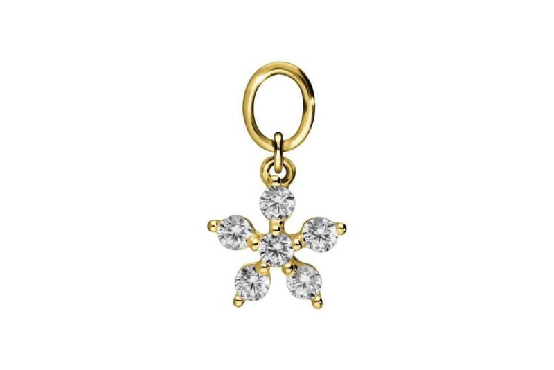 PIERCINGLINE Piercing-Set 18 Karat Gold Anhänger für Clicker KRISTALLBLUME (Piercing-Anhänger / 1 Stk) von PIERCINGLINE