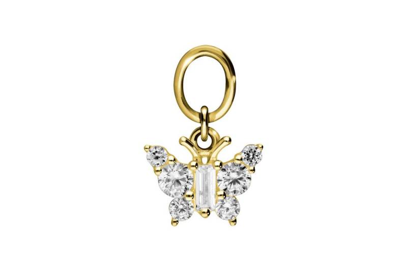 PIERCINGLINE Piercing-Set 18 Karat Gold Anhänger für Clicker KRISTALLSCHMETTERLING (Piercing-Anhänger / 1 Stk) von PIERCINGLINE