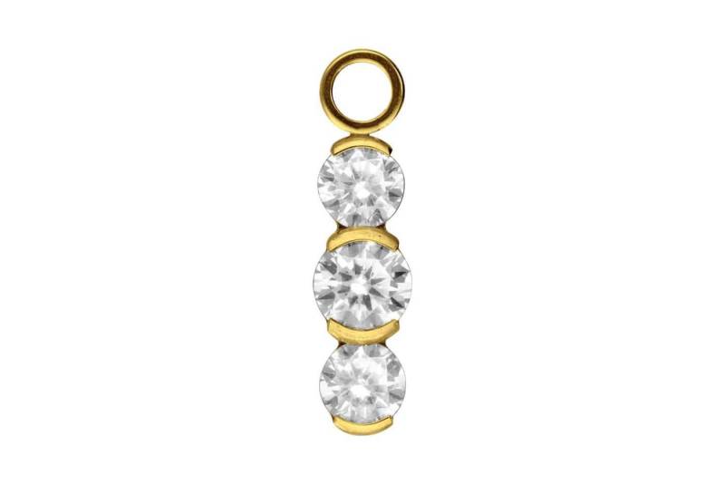 PIERCINGLINE Piercing-Set Titan Anhänger für Clicker 3 EINGEFASSTE KRISTALLE (Piercing-Anhänger, 1-tlg) von PIERCINGLINE