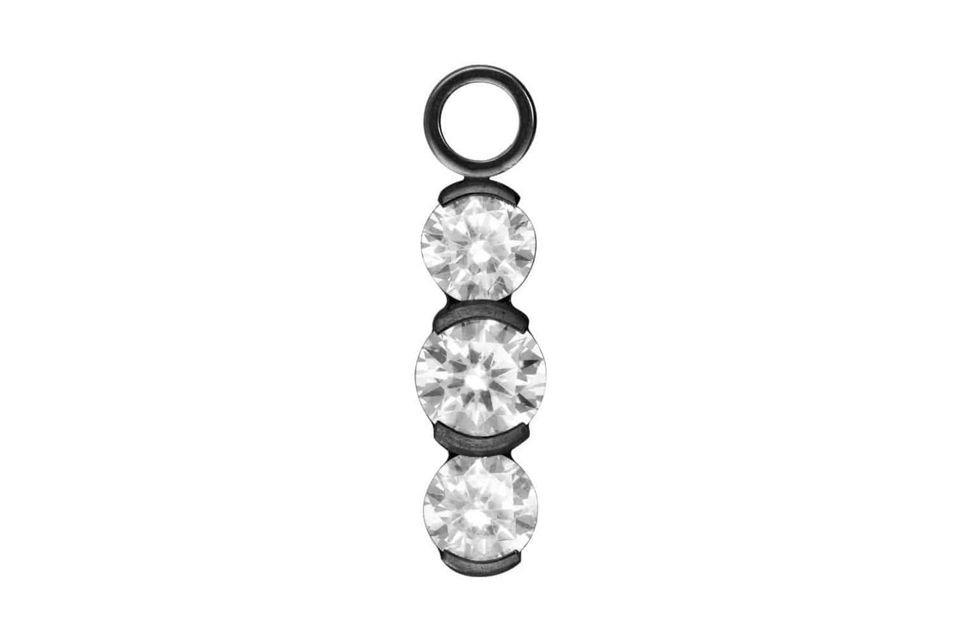 PIERCINGLINE Piercing-Set Titan Anhänger für Clicker 3 EINGEFASSTE KRISTALLE (Piercing-Anhänger, 1-tlg) von PIERCINGLINE