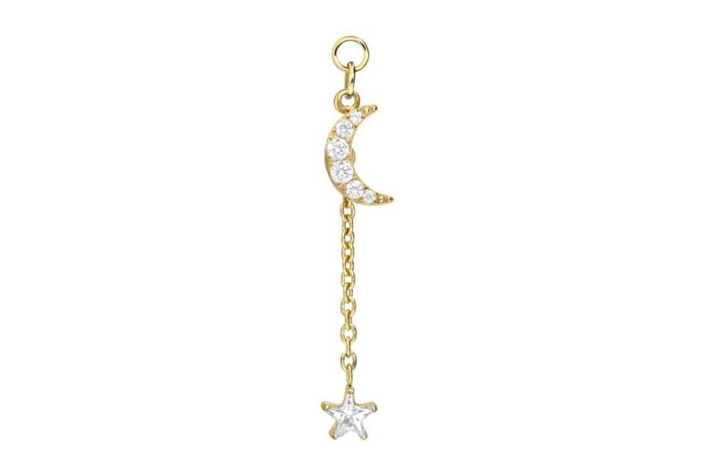 PIERCINGLINE Piercing-Set Titan Anhänger für Clicker KRISTALLMOND + KRISTALLSTERN (Piercing-Anhänger / 1 Stk) von PIERCINGLINE
