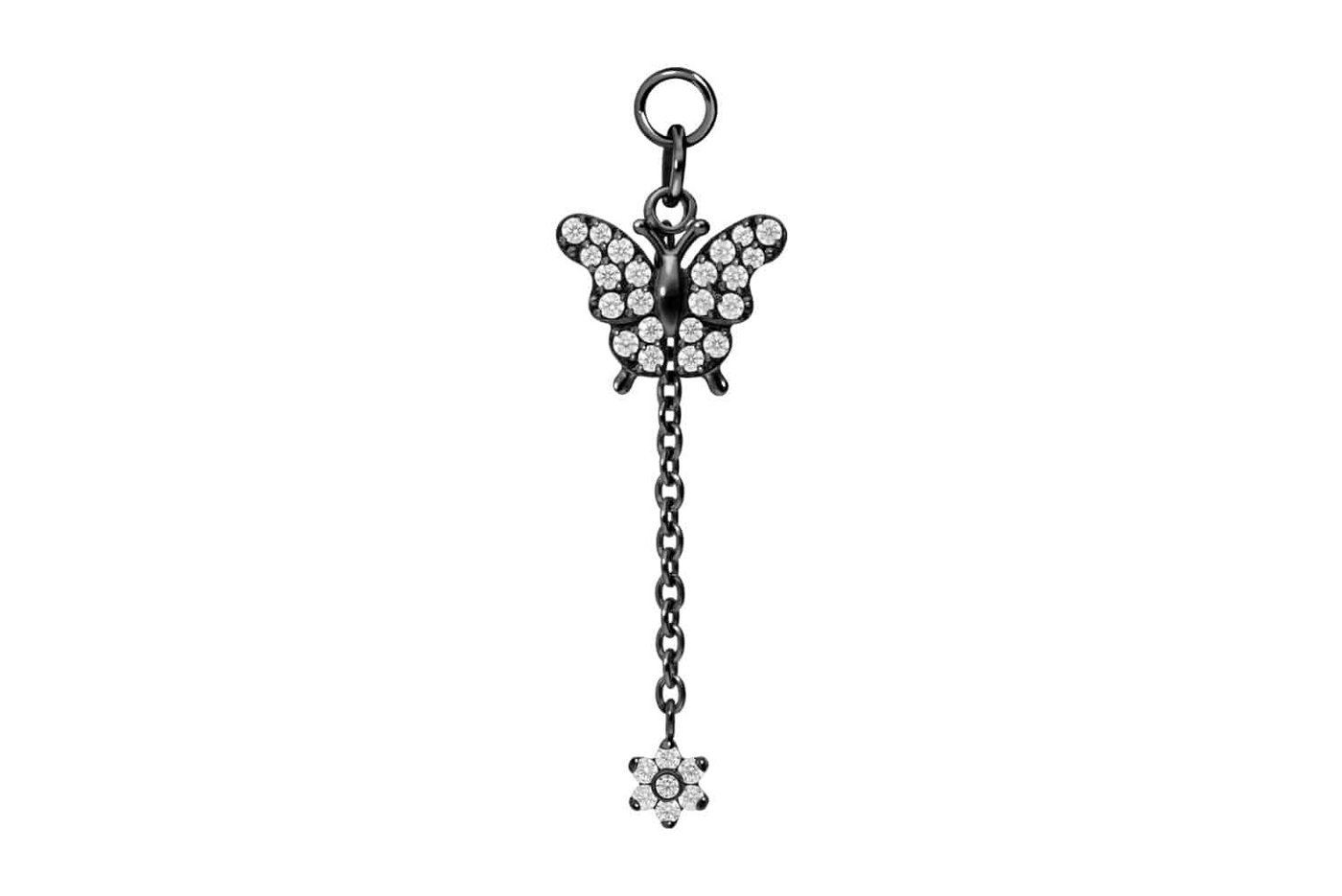 PIERCINGLINE Piercing-Set Titan Anhänger für Clicker KRISTALLSCHMETTERLING + KRISTALLBLUME (Piercing-Anhänger / 1 Stk) von PIERCINGLINE