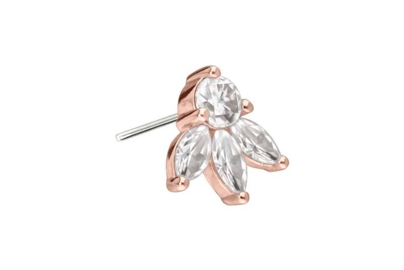 PIERCINGLINE Piercing-Set 14 Karat Gold Aufsatz mit Titan Push Pin MOISSANIT-LOTUSBLÜTE (Push Pins) von PIERCINGLINE