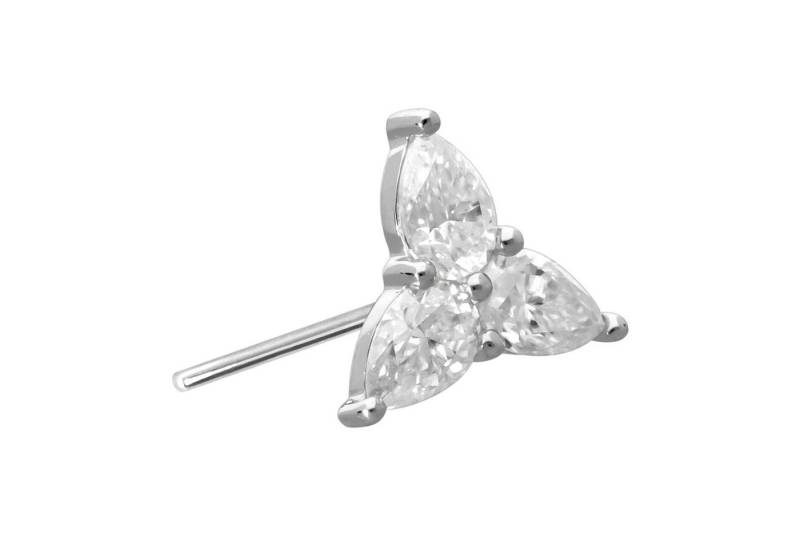 PIERCINGLINE Piercing-Set 14 Karat Gold Aufsatz mit Titan Push Pin MOISSANIT-BLUME (Push Pins) von PIERCINGLINE