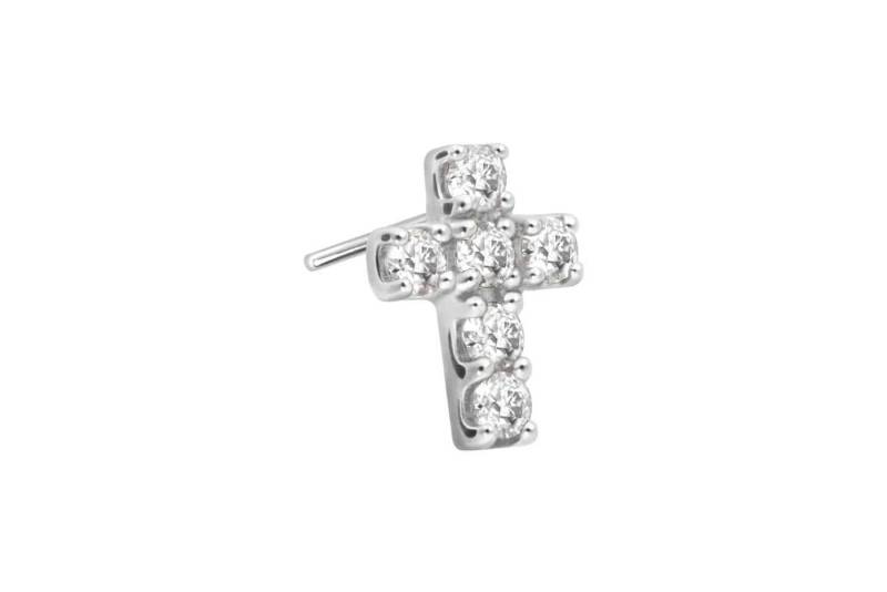 PIERCINGLINE Piercing-Set 14 Karat Gold Aufsatz mit Titan Push Pin MOISSANIT-KREUZ (Push Pins) von PIERCINGLINE