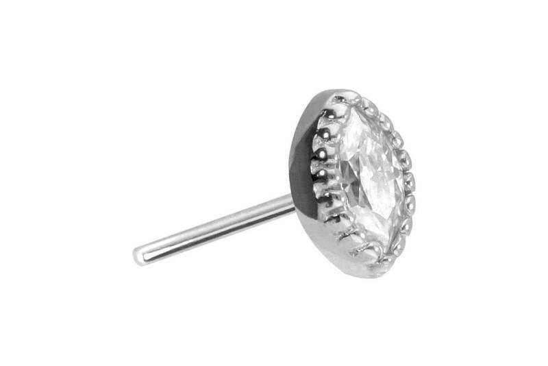 PIERCINGLINE Piercing-Set 14 Karat Gold Aufsatz mit Titan Push Pin MOISSANIT-OVAL (Push Pins) von PIERCINGLINE