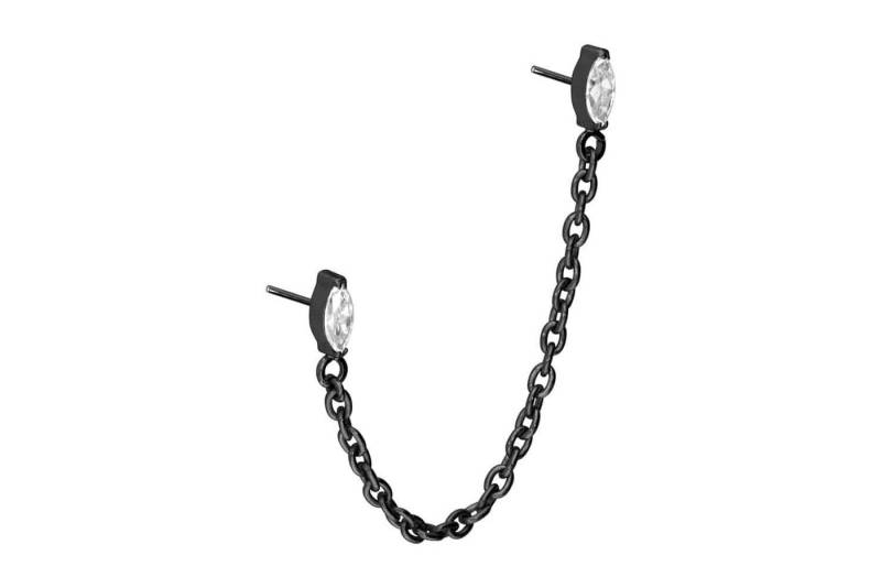 PIERCINGLINE Piercing-Set Titan Aufsatz mit Push Pin 2 KRISTALLTROPFEN + KETTE (Push Pins / 1 Stk) von PIERCINGLINE