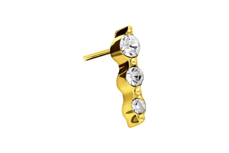 PIERCINGLINE Piercing-Set Titan Aufsatz mit Push Pin 3 KRISTALLE (Push Pins / 1 Stk) von PIERCINGLINE