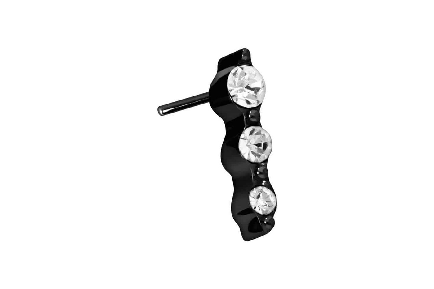 PIERCINGLINE Piercing-Set Titan Aufsatz mit Push Pin 3 KRISTALLE (Push Pins / 1 Stk) von PIERCINGLINE