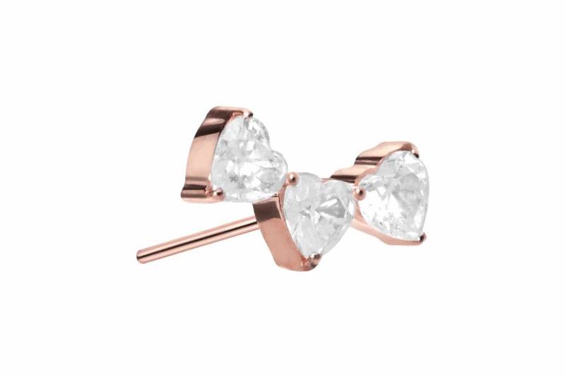 PIERCINGLINE Piercing-Set Titan Aufsatz mit Push Pin 3 KRISTALLHERZEN (Push Pins / 1 Stk) von PIERCINGLINE