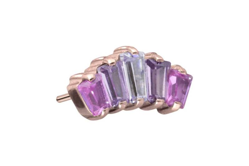 PIERCINGLINE Piercing-Set Titan Aufsatz mit Push Pin 5 EINGEFASSTE KRISTALLRECHTECKE (Push Pins / 1 Stk) von PIERCINGLINE