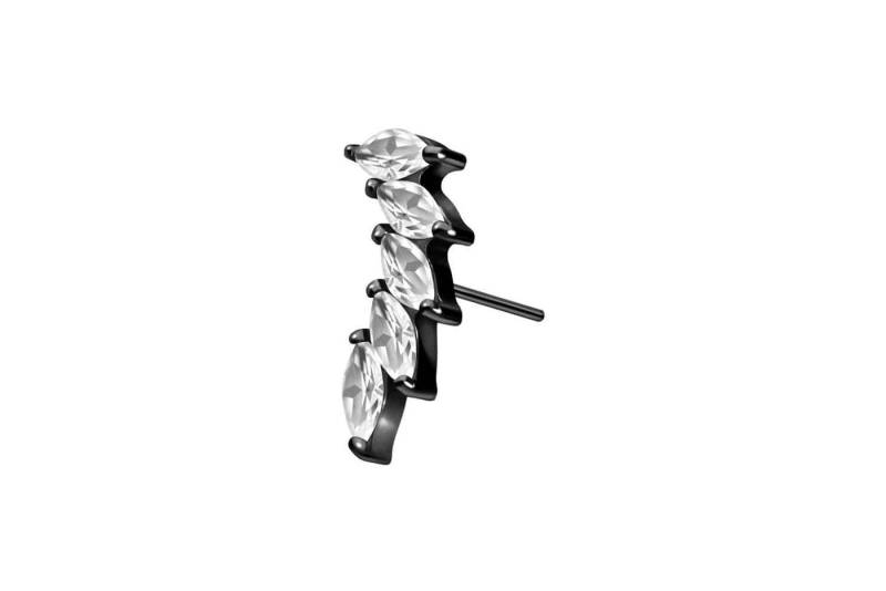 PIERCINGLINE Piercing-Set Titan Aufsatz mit Push Pin 5 EINGEFASSTE KRISTALLTROPFEN (Push Pins / 1 Stk) von PIERCINGLINE