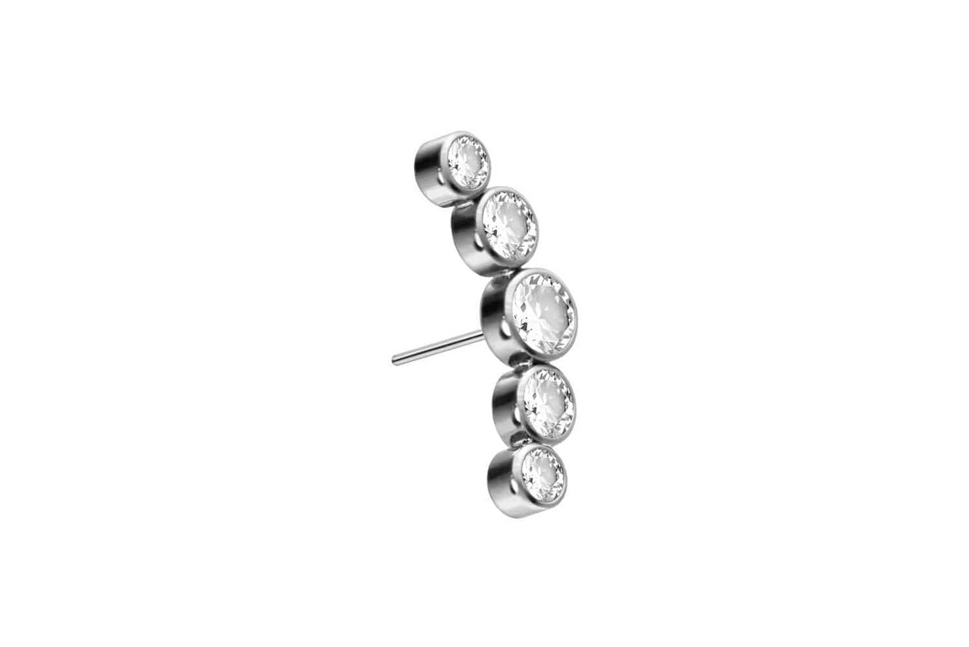 PIERCINGLINE Piercing-Set Titan Aufsatz mit Push Pin 5 KRISTALLE (Push Pins / 1 Stk) von PIERCINGLINE