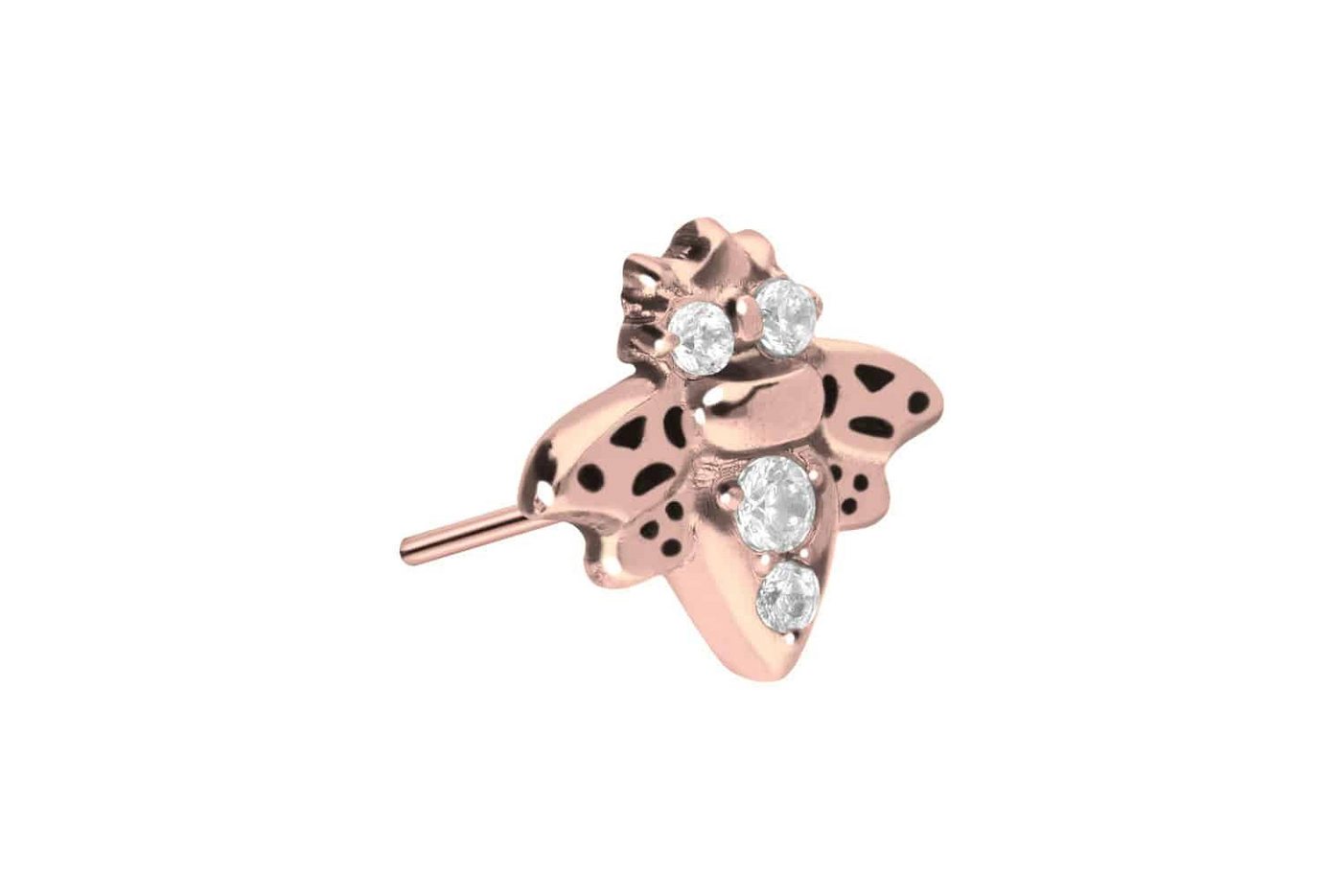PIERCINGLINE Piercing-Set Titan Aufsatz mit Push Pin BIENE + KRISTALLE (Push Pins / 1 Stk) von PIERCINGLINE
