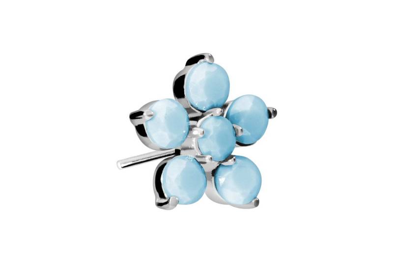 PIERCINGLINE Piercing-Set Titan Aufsatz mit Push Pin BLUME + SYNTHETISCHE TÜRKISE (Push Pins / 1 Stk) von PIERCINGLINE