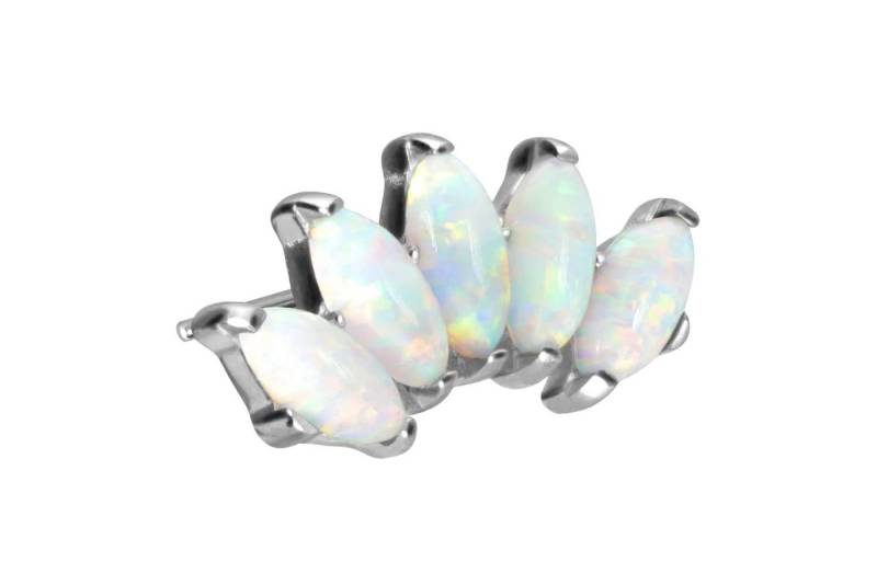 PIERCINGLINE Piercing-Set Titan Aufsatz mit Push Pin BOGEN + SYNTHETISCHE OPALE (Push Pins / 1 Stk) von PIERCINGLINE