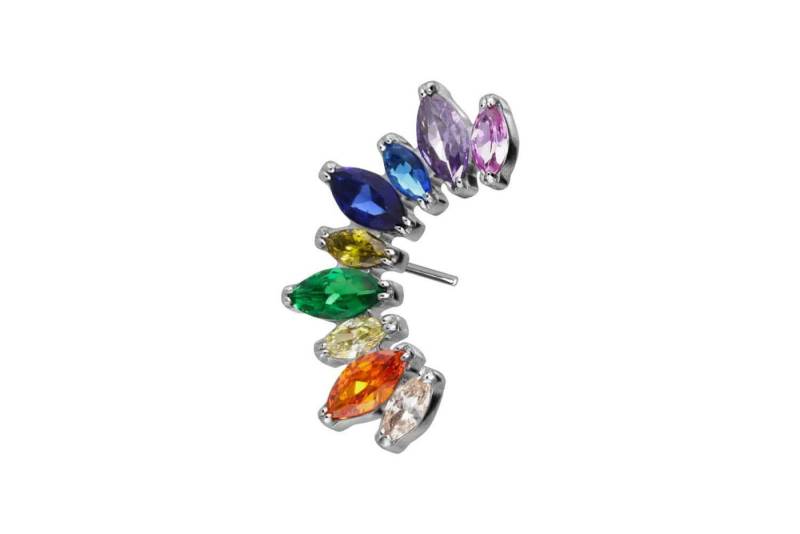 PIERCINGLINE Piercing-Set Titan Aufsatz mit Push Pin BUNTER KRISTALLBOGEN (Push Pins / 1 Stk) von PIERCINGLINE