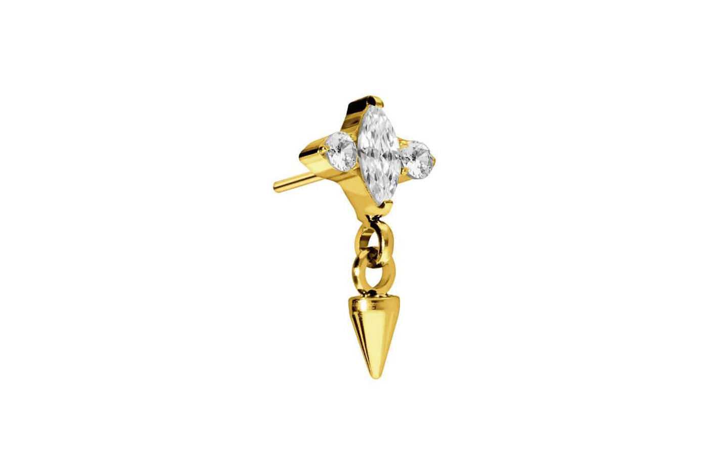 PIERCINGLINE Piercing-Set Titan Aufsatz mit Push Pin EINGEFASSTE KRISTALLE + SPITZE (Push Pins / 1 Stk) von PIERCINGLINE