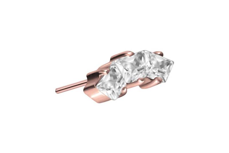 PIERCINGLINE Piercing-Set Titan Aufsatz mit Push Pin EINGEFASSTE KRISTALLTRAPEZE (Push Pins / 1 Stk) von PIERCINGLINE