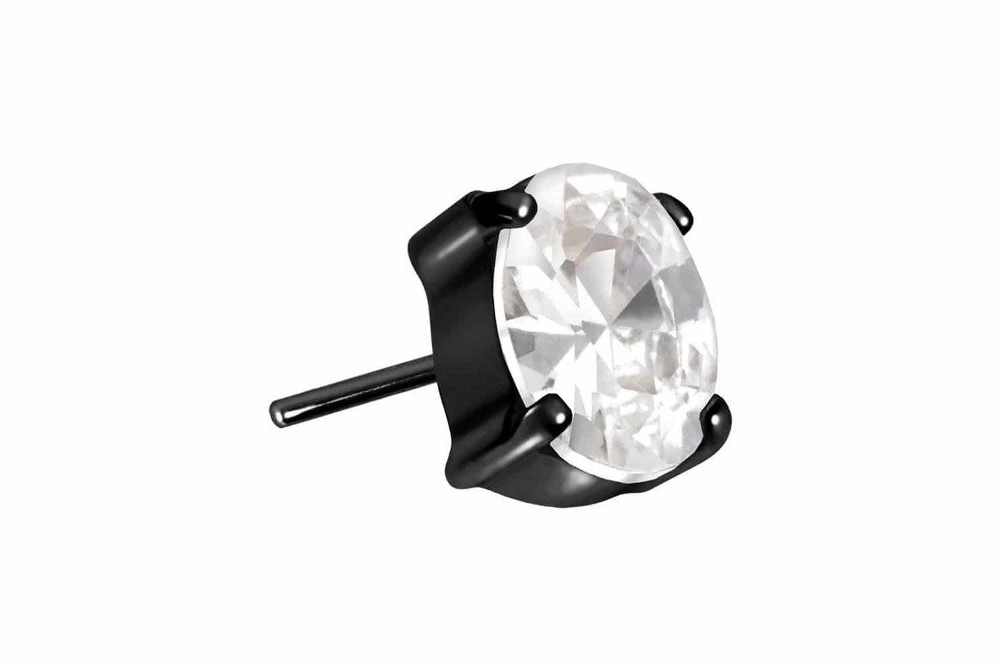 PIERCINGLINE Piercing-Set Titan Aufsatz mit Push Pin EINGEFASSTES KRISTALLOVAL (Push Pins / 1 Stk) von PIERCINGLINE