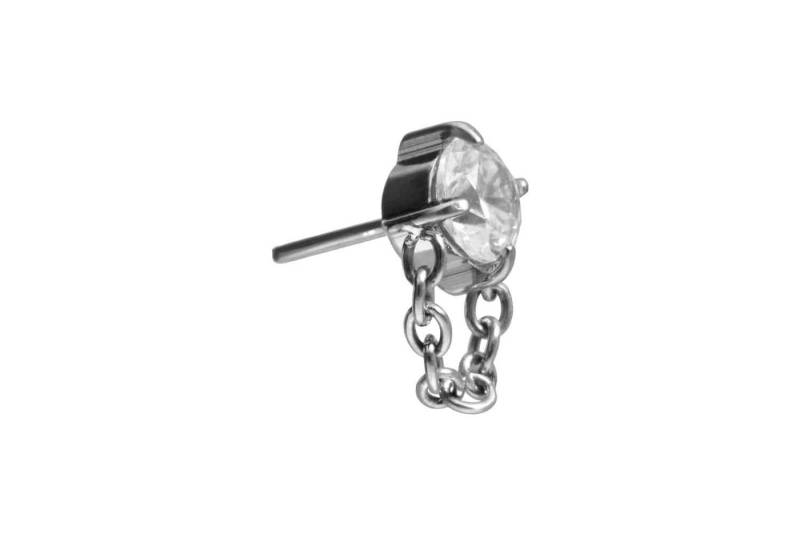 PIERCINGLINE Piercing-Set Titan Aufsatz mit Push Pin KRISTALL + KETTE (Push Pins / 1 Stk) von PIERCINGLINE