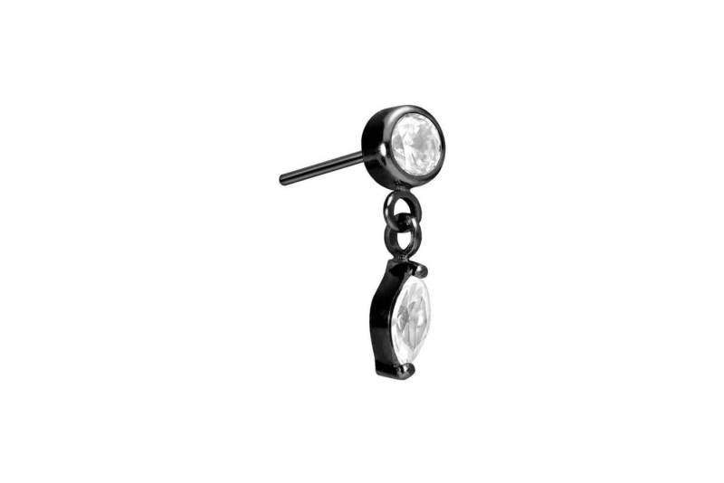 PIERCINGLINE Piercing-Set Titan Aufsatz mit Push Pin KRISTALL + KRISTALLTROPFEN (Push Pins / 1 Stk) von PIERCINGLINE