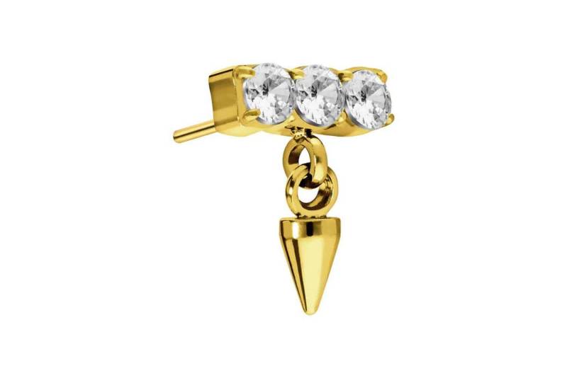 PIERCINGLINE Piercing-Set Titan Aufsatz mit Push Pin KRISTALLBALKEN + SPITZE (Push Pins / 1 Stk) von PIERCINGLINE