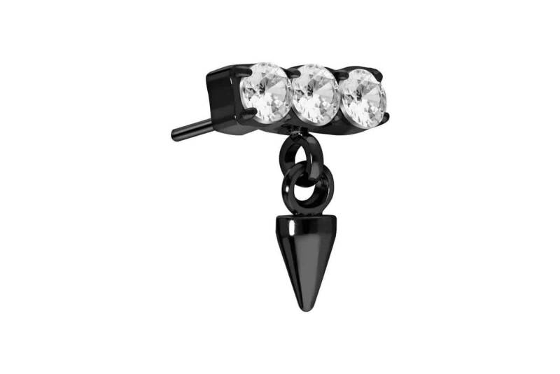 PIERCINGLINE Piercing-Set Titan Aufsatz mit Push Pin KRISTALLBALKEN + SPITZE (Push Pins / 1 Stk) von PIERCINGLINE