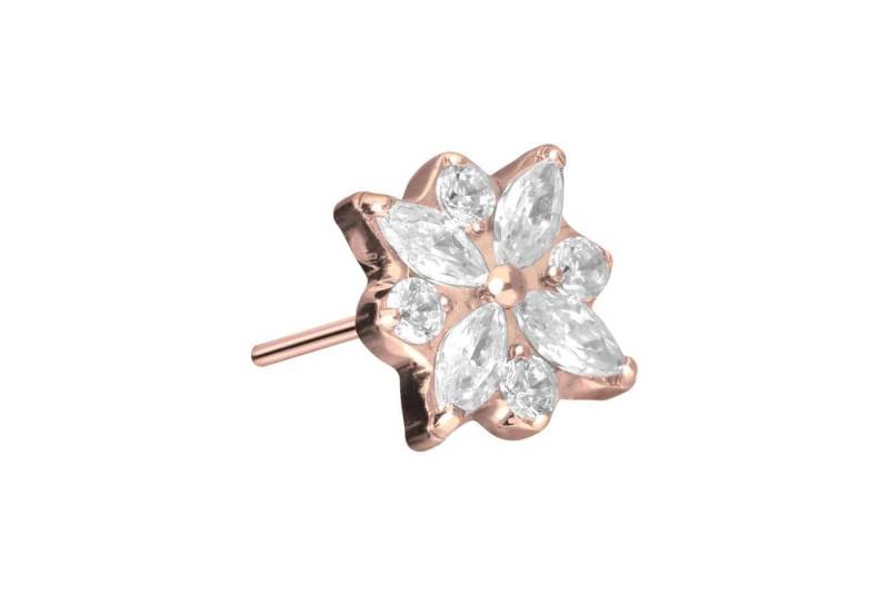 PIERCINGLINE Piercing-Set Titan Aufsatz mit Push Pin KRISTALLBLUME (Push Pins / 1 Stk) von PIERCINGLINE