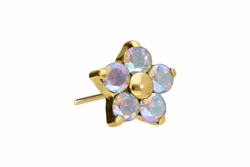 PIERCINGLINE Piercing-Set Titan Aufsatz mit Push Pin KRISTALLBLUME (Push Pins, 1-tlg) von PIERCINGLINE