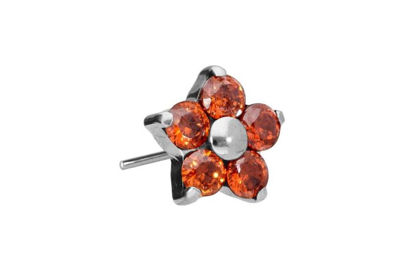 PIERCINGLINE Piercing-Set Titan Aufsatz mit Push Pin KRISTALLBLUME (Push Pins / 1 Stk) von PIERCINGLINE