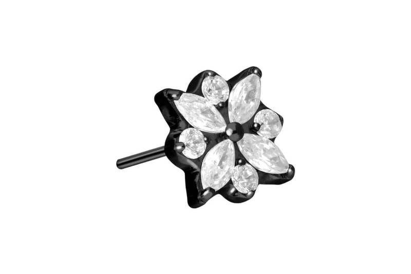 PIERCINGLINE Piercing-Set Titan Aufsatz mit Push Pin KRISTALLBLUME (Push Pins / 1 Stk) von PIERCINGLINE