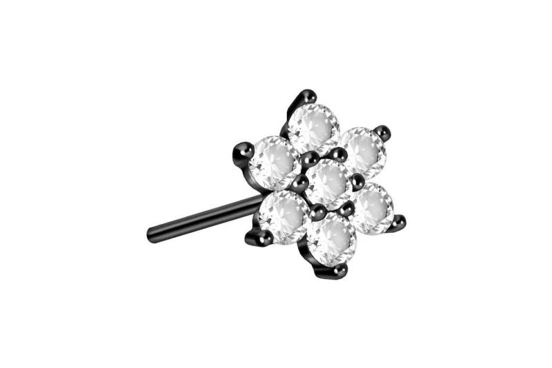 PIERCINGLINE Piercing-Set Titan Aufsatz mit Push Pin KRISTALLBLUME (Push Pins / 1 Stk) von PIERCINGLINE